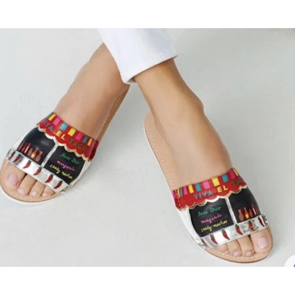 Kate Spade New York VIVA EL TACO TRUCK  Slides EUC size 8 RARE! - Picture 6 of 9